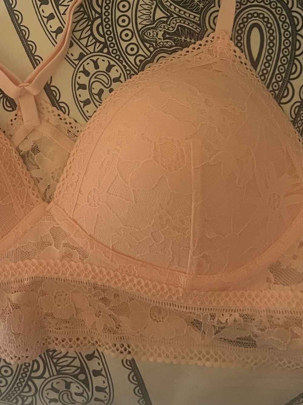 Victoria Secret Light Pink Lace pull-on Longline Bralette EUC - Picture 2 of 4